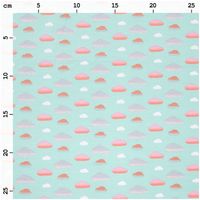 Rico Design Jerseystoff Wolken hellblau weiß orange 72x100cm