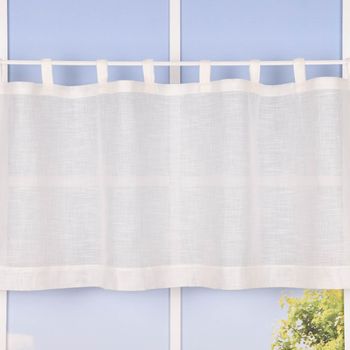 Bio Schlaufenbistro transparente Scheibengardine aus Bio Baumwolle mit Leinenstruktur wollweiß 150x50cm
