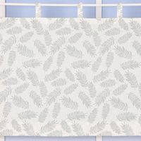 Bio Schlaufenbistro Scheibengardine aus Bio Baumwolle mit Blätterprint wollweiß grün 150x50cm