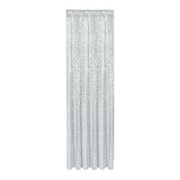 Bio Gardine Vorhangschal aus glatter feiner blickdichter Bio Baumwolle mit Blätterprint weiß grau 140x245cm