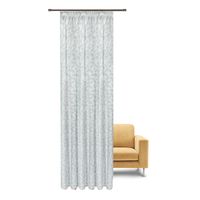 Bio Gardine Vorhangschal aus glatter feiner blickdichter Bio Baumwolle mit Blätterprint weiß grau 140x245cm