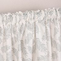 Bio Gardine Vorhangschal aus glatter feiner blickdichter Bio Baumwolle mit Blätterprint weiß grau 140x245cm