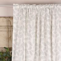 Bio Gardine Vorhangschal aus glatter feiner blickdichter Bio Baumwolle mit Blätterprint weiß grau 140x245cm
