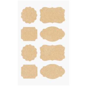 Rico Design Sticker Etiketten verschiedene Formen Kraftpapier 32 Stück natur