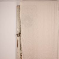 Bio Gardine halbtransparenter Vorhangschal aus Bio Baumwolle Leinenstruktur taupe natur 140x245cmr