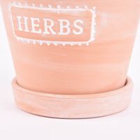 Sass & Belle Übertopf mit Untersetzer Herbs Terracotta weiß 12.5x11.5cm