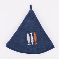 Geschirrtuch Frotteetuch Stickerei Fische beige oder blau rund 55cm