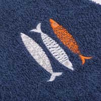Geschirrtuch Frotteetuch Stickerei Fische beige oder blau rund 55cm
