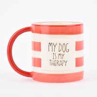 Sass & Belle Tasse Streifen My dog is my therapy rot weiß 300ml