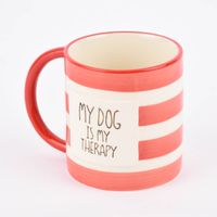 Sass & Belle Tasse Streifen My dog is my therapy rot weiß 300ml