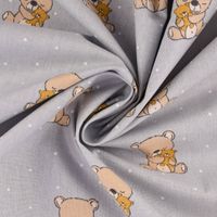 Baumwollstoff Popeline Sweet Bears Bärchen hellgrau beige 1.4m