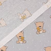 Baumwollstoff Popeline Sweet Bears Bärchen hellgrau beige 1.4m
