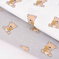 Baumwollstoff Popeline Sweet Bears Bärchen hellgrau beige 1.4m