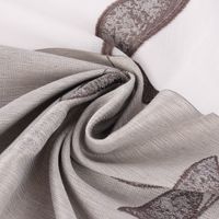 Gardinenstoff Dekostoff halbtransparent Scherli Streifen Blätter taupe weiß 1.50m Breite