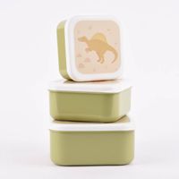 Sass & Belle Brotzeit-Dosen 3er Set Dino hellgrün weiß beige 11.5x5.5cm