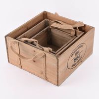 3er Set Aufbewahrungsboxen Natural Organics aus Holz mit Jutehenkeln natur verschiedene Größen