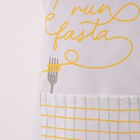 Grafik Werkstatt Schürze verstellbar eat pasta run fasta aus Baumwolle weiß mint gelb 66x85cm