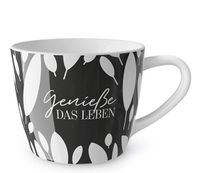 83862-La-Vida-Porzellan-Tasse-Blaetter-Geniesse-das-Leben-schwarz-weiss-400ml-910574.jpg La Vida Porzellan Tasse Blätter Genieße das Leben schwarz weiß 400ml
