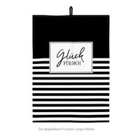La Vida Geschirrtuch Glück für dich Streifen schwarz weiß 50x70cm