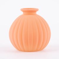 Vase bauchig rund geprägt Glas matt pastell orange verschiedene Muster 8.5x8cm