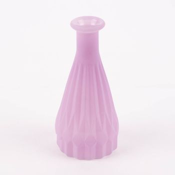 Flaschen Vase klein mit Musterprägung Glas matt 7x14.5cm verschiedene Pastell Farben