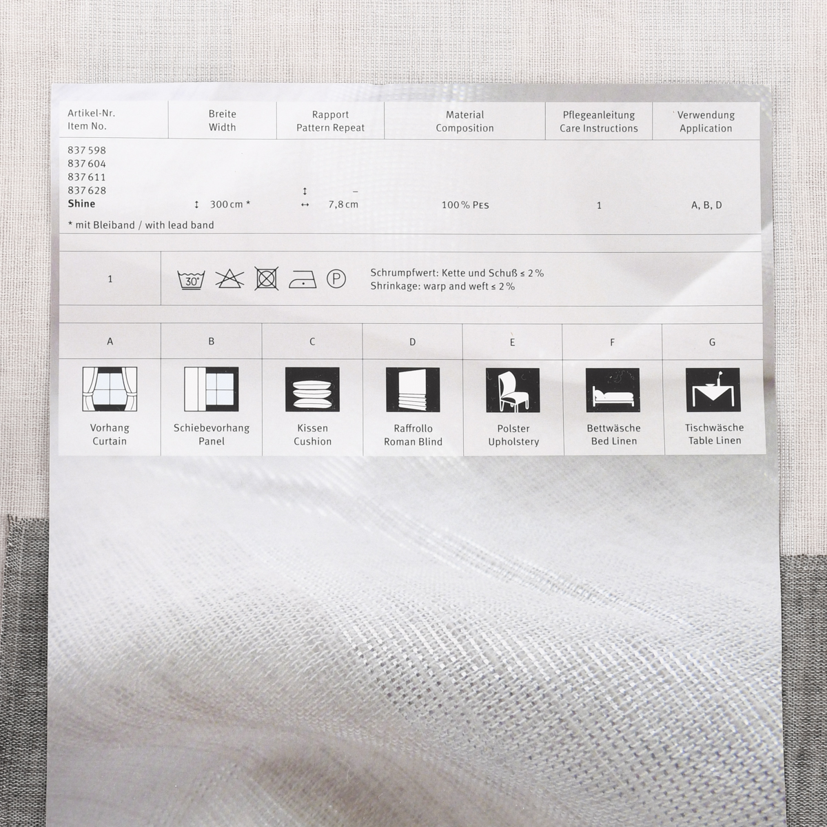 Rasch Textil Stores Shine Längsstreifen Leinenstruktur linen natur 30