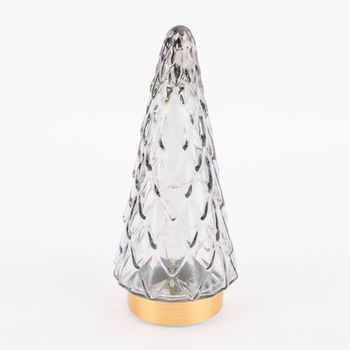 LED Tanne Glas Kunststoff grau goldfarbig 10.5x24cm