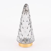 LED Tanne Glas Kunststoff grau goldfarbig 10.5x24cm