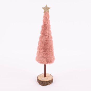 Weihnachtsbaum mit Holzsockel und goldfarbigem Stern natur rosa verschiedene Größen