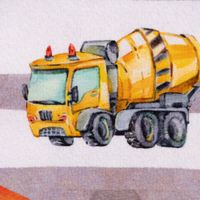Baumwolljerseystoff Digitaldr. Baustelle BauStreifen beige gelb 1.50m