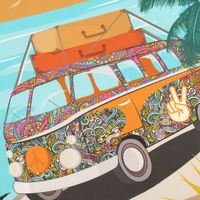 Geschirrtuch Camper Vanlife Retro Bus 50x70cm verschiedene Motive türkis bunt