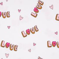Baumwolljerseystoff NEON LOVE Schrift Herzchen weiß rosa pink 148cm