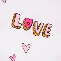Baumwolljerseystoff NEON LOVE Schrift Herzchen weiß rosa pink 148cm