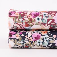 Baumwollstoff Popeline Digitaldruck Blumen blau bunt 1.4m Breite