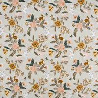 Bio Organic Baumwollstoff Popeline Blumen Tauben Hasen mintgrün 1.50m