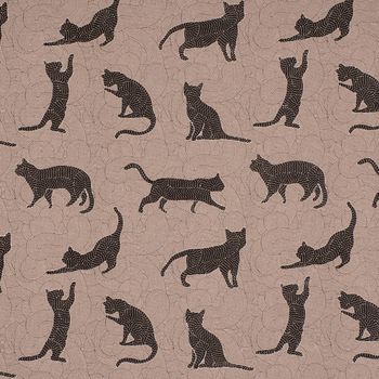 Dekostoff Halb-Panama Leinenlook Katzen Grafik schwarz grau 155cm
