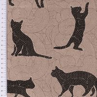 Dekostoff Halb-Panama Leinenlook Katzen Grafik schwarz grau 155cm