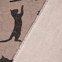 Dekostoff Halb-Panama Leinenlook Katzen Grafik schwarz grau 155cm