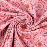Baumwolljersey Jerseystoff FLOWERS POUDRE Blumen rosa 1.45m Breite