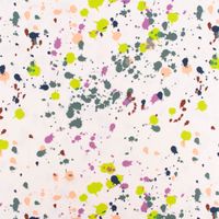 Baumwolljerseystoff Splatter Farbkleckse weiß neongrün bunt 1.45m