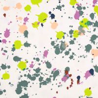 Baumwolljerseystoff Splatter Farbkleckse weiß neongrün bunt 1.45m