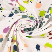 Baumwolljerseystoff Splatter Farbkleckse weiß neongrün bunt 1.45m