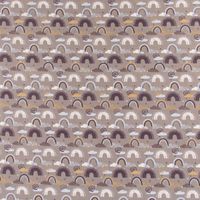 Baumwolljersey Jerseystoff Rainbow Regebogen Wolken sandbeige 1.45m