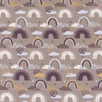 Baumwolljersey Jerseystoff Rainbow Regebogen Wolken sandbeige 1.45m