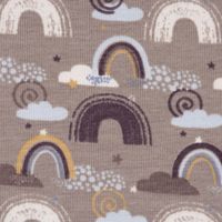 Baumwolljersey Jerseystoff Rainbow Regebogen Wolken sandbeige 1.45m