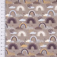 Baumwolljersey Jerseystoff Rainbow Regebogen Wolken sandbeige 1.45m