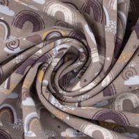 Baumwolljersey Jerseystoff Rainbow Regebogen Wolken sandbeige 1.45m