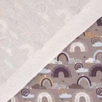Baumwolljersey Jerseystoff Rainbow Regebogen Wolken sandbeige 1.45m