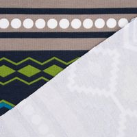 French Terry Sommersweat Meterware Ikat Ethno blau grün 1.45m Breite