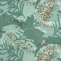 French Terry Sommersweat Meterware Leaves Blätter dusty mint 1.45m